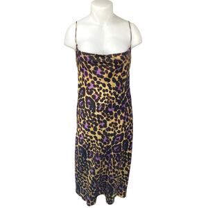 Zara Animal Print Midi Dress - Purple and Tan